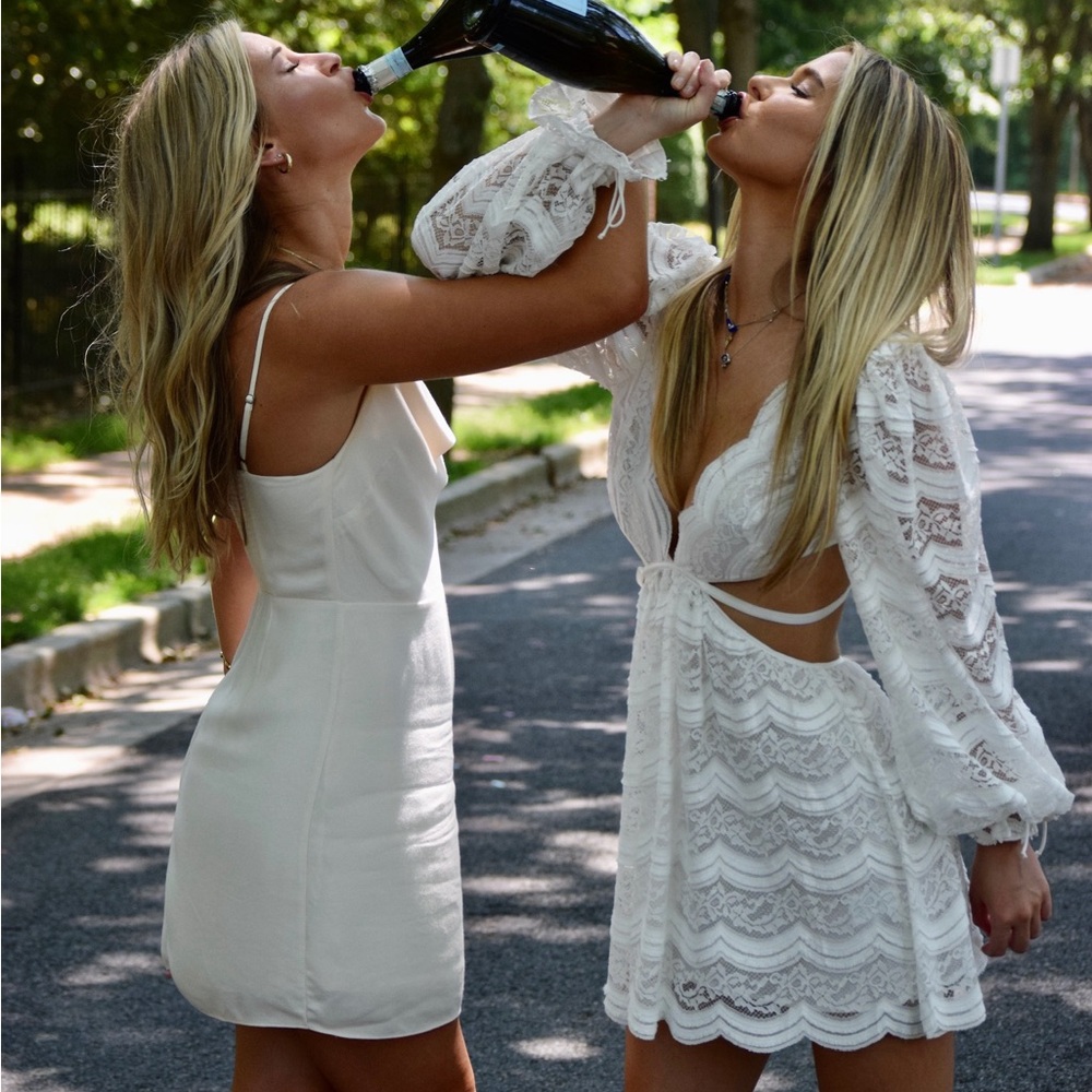 For Love and Lemons White Cutout Lace Dress